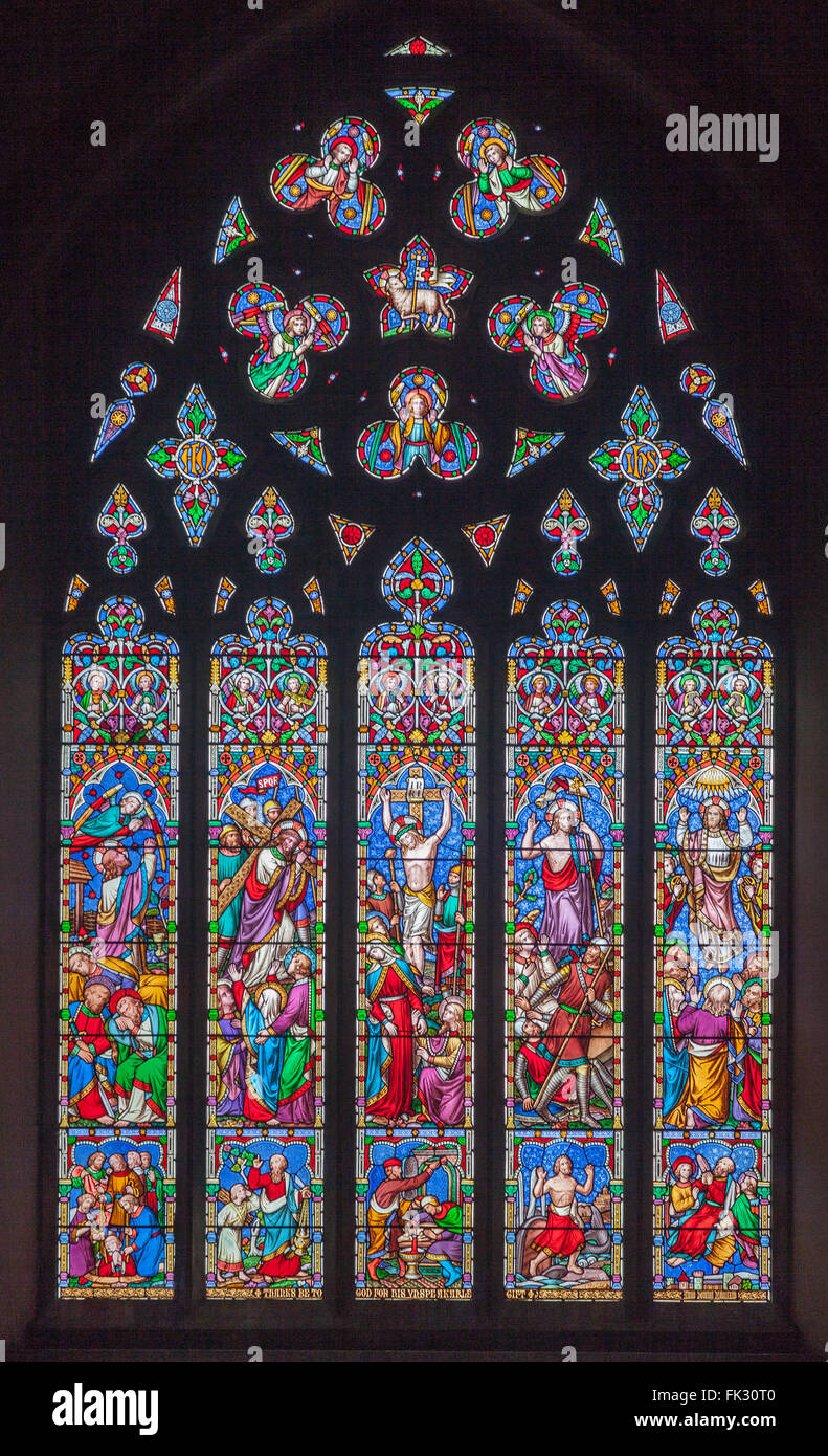 Painted stained glass window chilham kent hires stock photography and