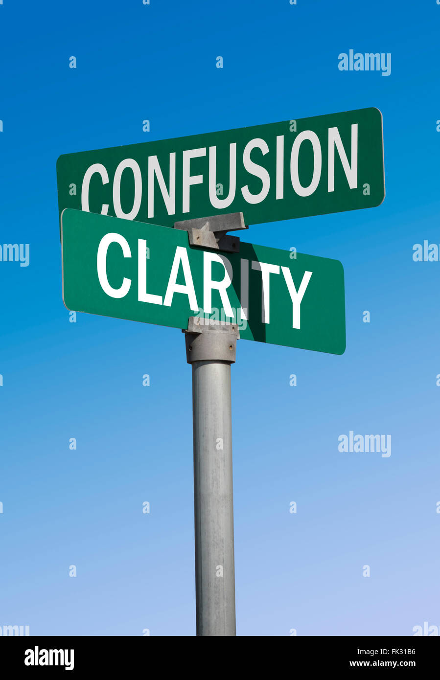 green street sign confusion and clarity Stock Photo
