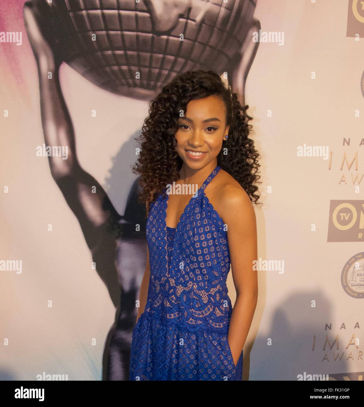 Genneya Walton Is A One Of The Cast Members Of Project Mc2 She Poses For A Photo At The 47th Naacp Image Awards February 16 Stock Photo Alamy