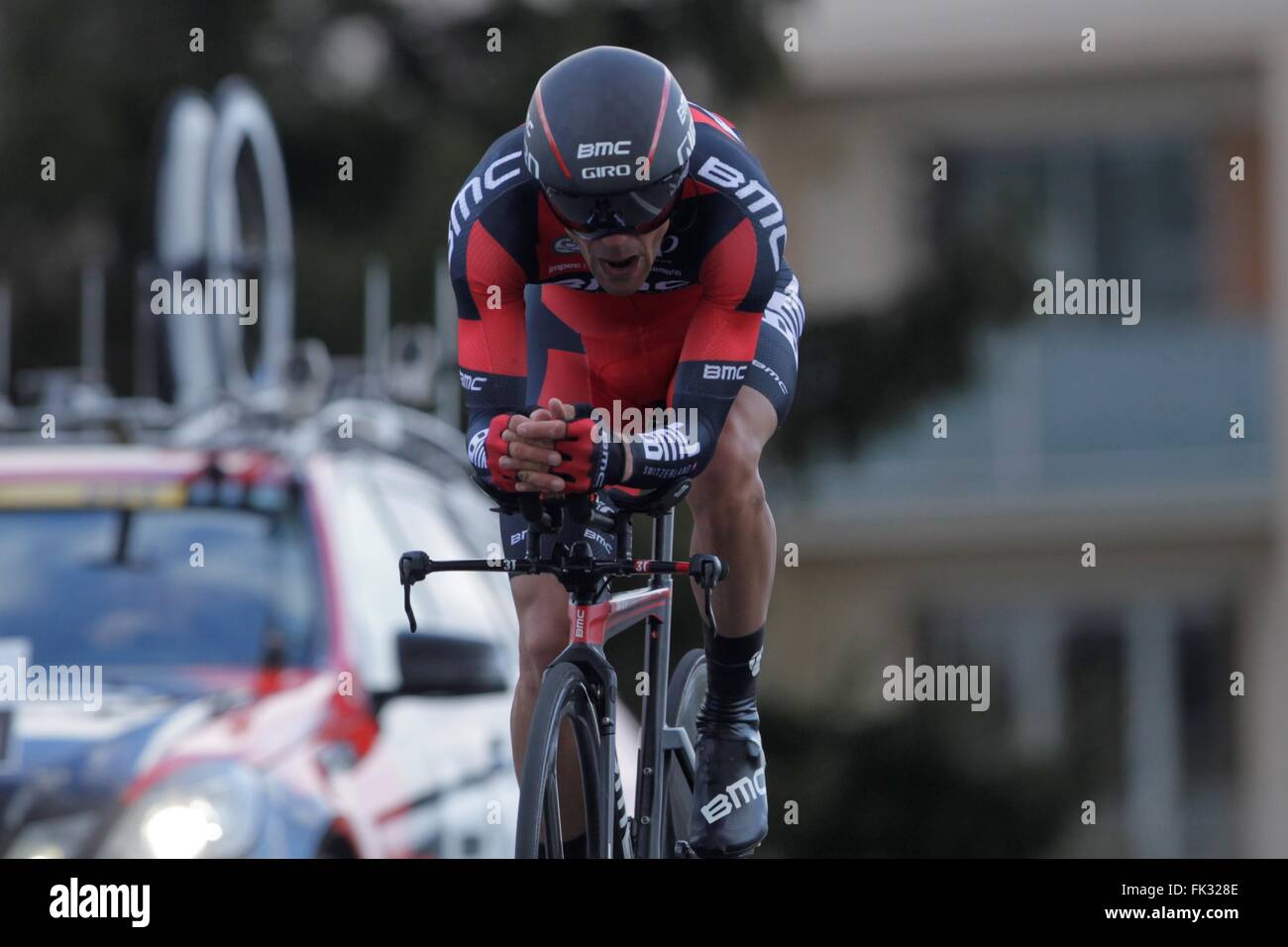 Conflans-Sainte-Honorine, France. 06th Mar, 2016. Amael Moinard (BMC racing Team ) during the prologue of Paris - Nice March 6, 2016 in Conflans-Sainte-Honorine, France Credit:  Laurent Lairys/Agence Locevaphotos/Alamy Live News Stock Photo