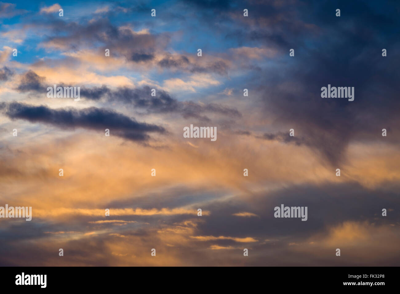 Cloudy sky at sunrise, Bavaria, Germany Stock Photo