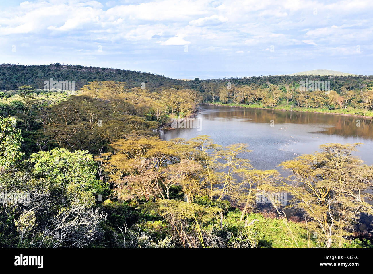 One of the numerous Crater Lakes in the Rift Valley of Kenya Stock Photo