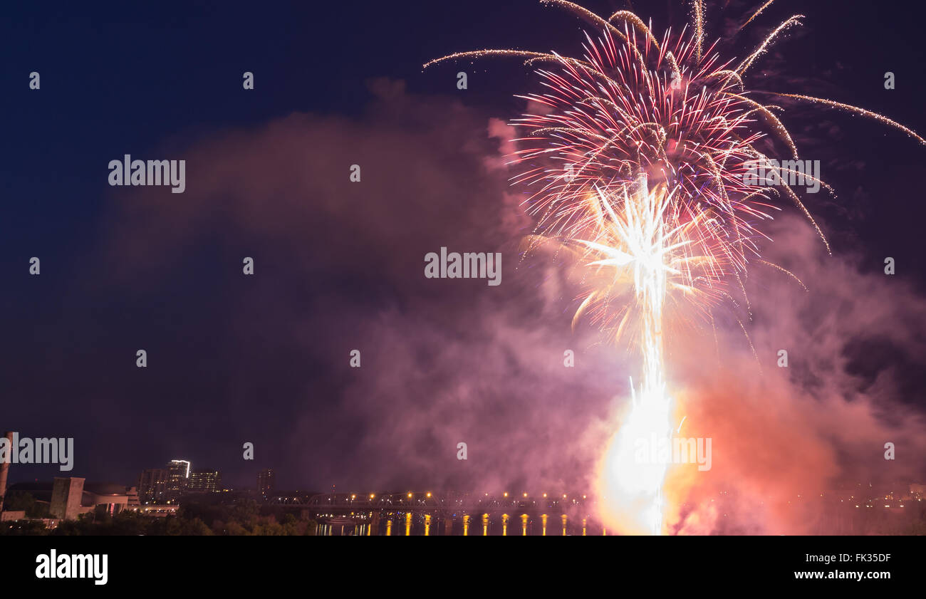 Fireworks celebration in a North American city Stock Photo