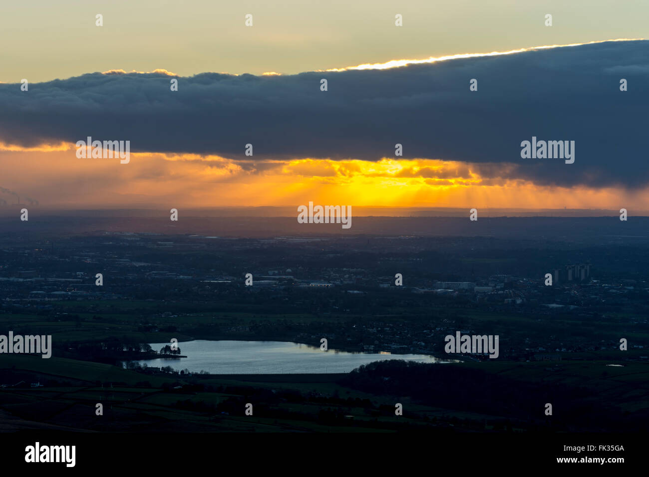 Sunset over Hollingworth Lake, from the 'Roman' road on Blackstone Edge