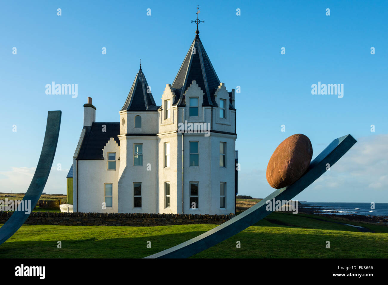 'The Inn' and the 'Nomadic Boulders' sculpture, by Matthew Dalziel and