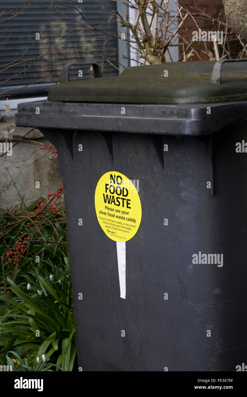 No food waste sign on a waste bin. Stock Photo