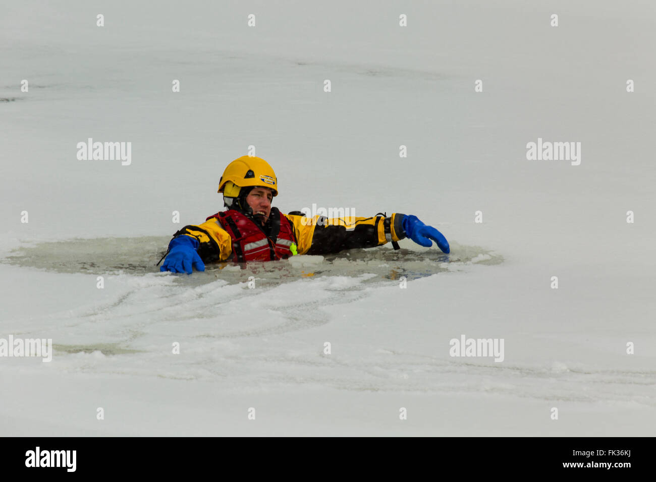 Ice Rescue Training Ontario Canada Stock Photo