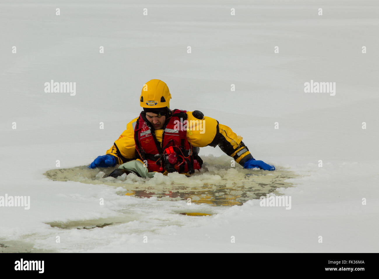 Ice Rescue Training Ontario Canada Stock Photo