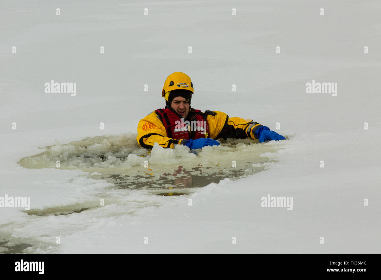 Ice Rescue Training Ontario Canada Stock Photo