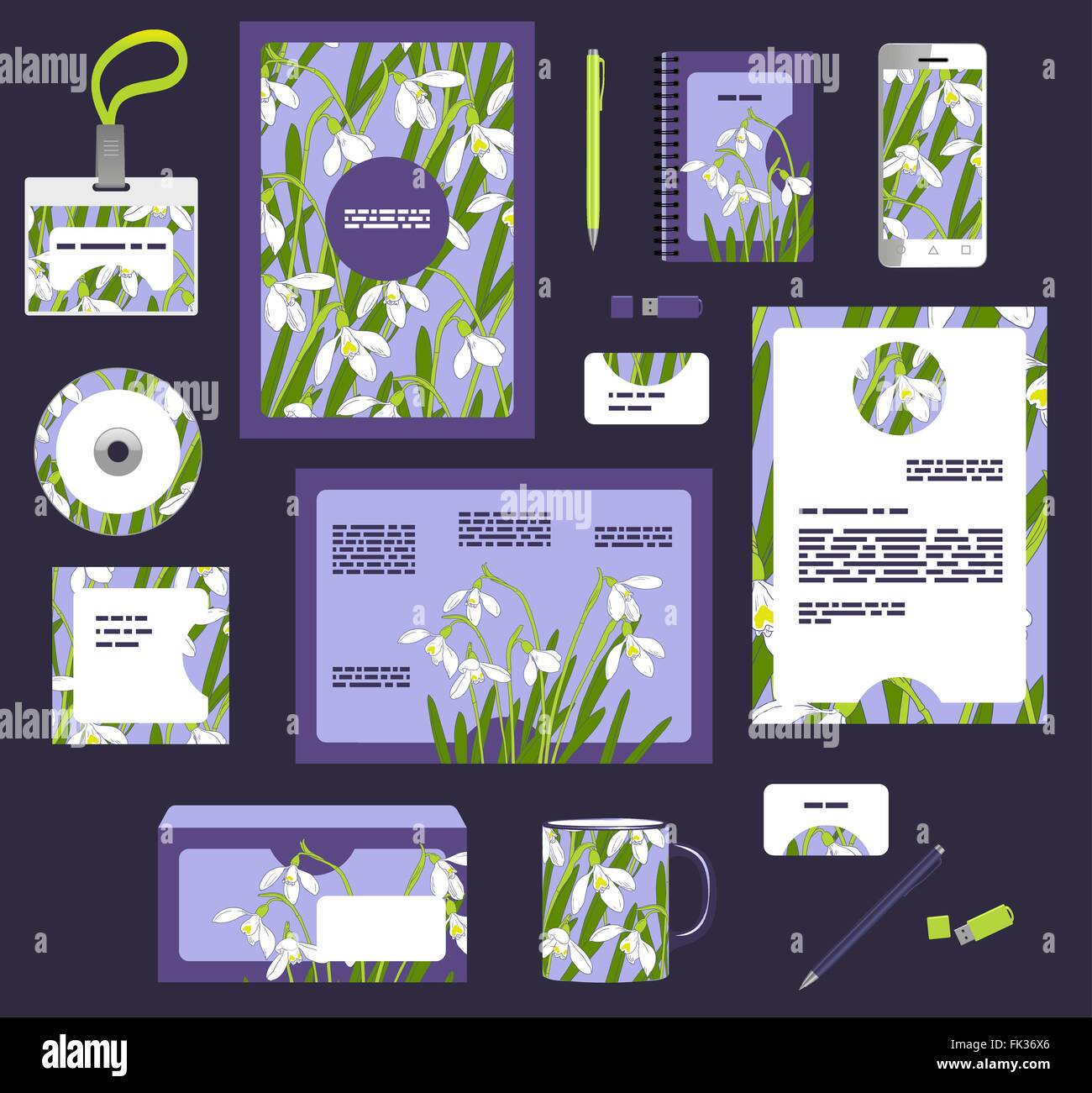Corporate style business templates. Set of spring floral design Stock Vector