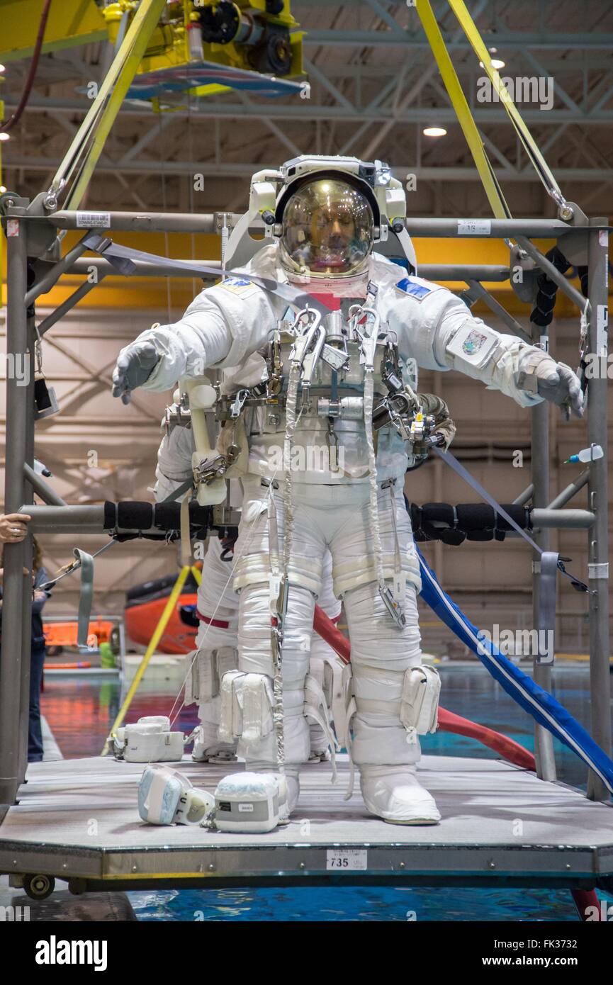 ESA astronaut Thomas Pesquet in his Extravehicular Mobility Unit space