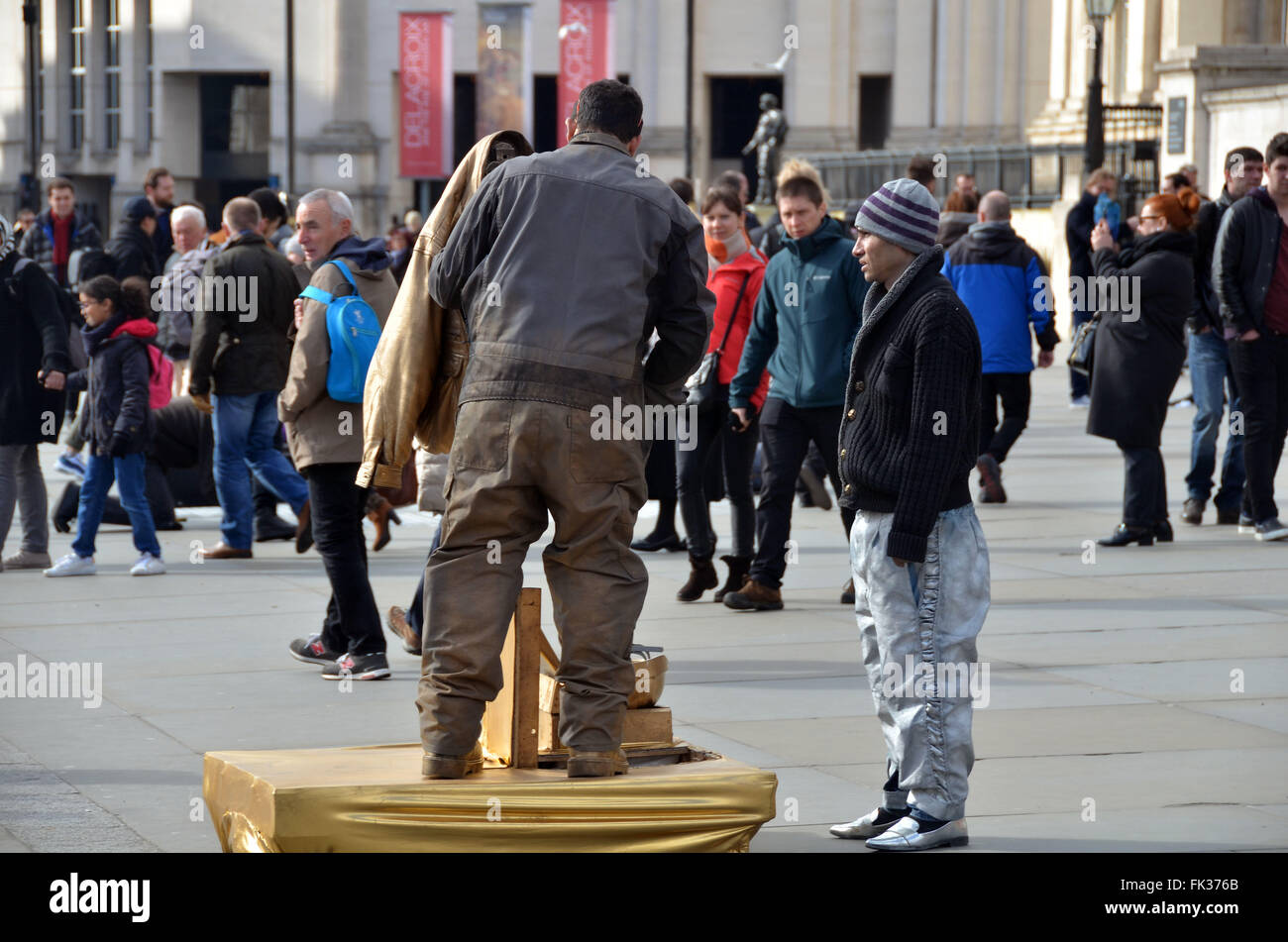 London,UK,4 March 2016, Romanians act as floating living statues front