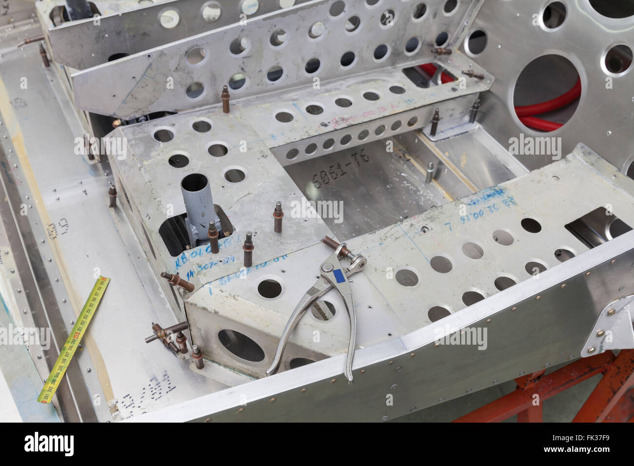 tin workshop, making airplane parts Stock Photo