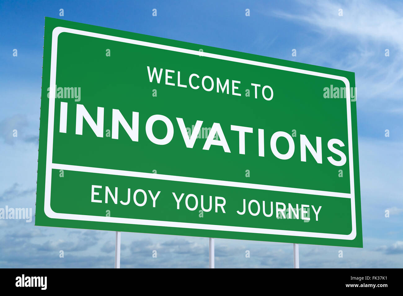 Welcome to Innovations concept on billboard Stock Photo