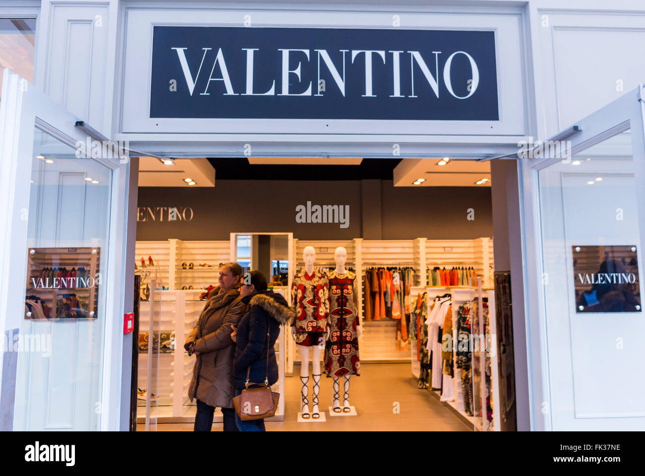 Paris, France, Interior, "La Vallée Village", Discount Luxury Mall,  Marne-la Vallée, Valentino Fashion Store Front Stock Photo - Alamy