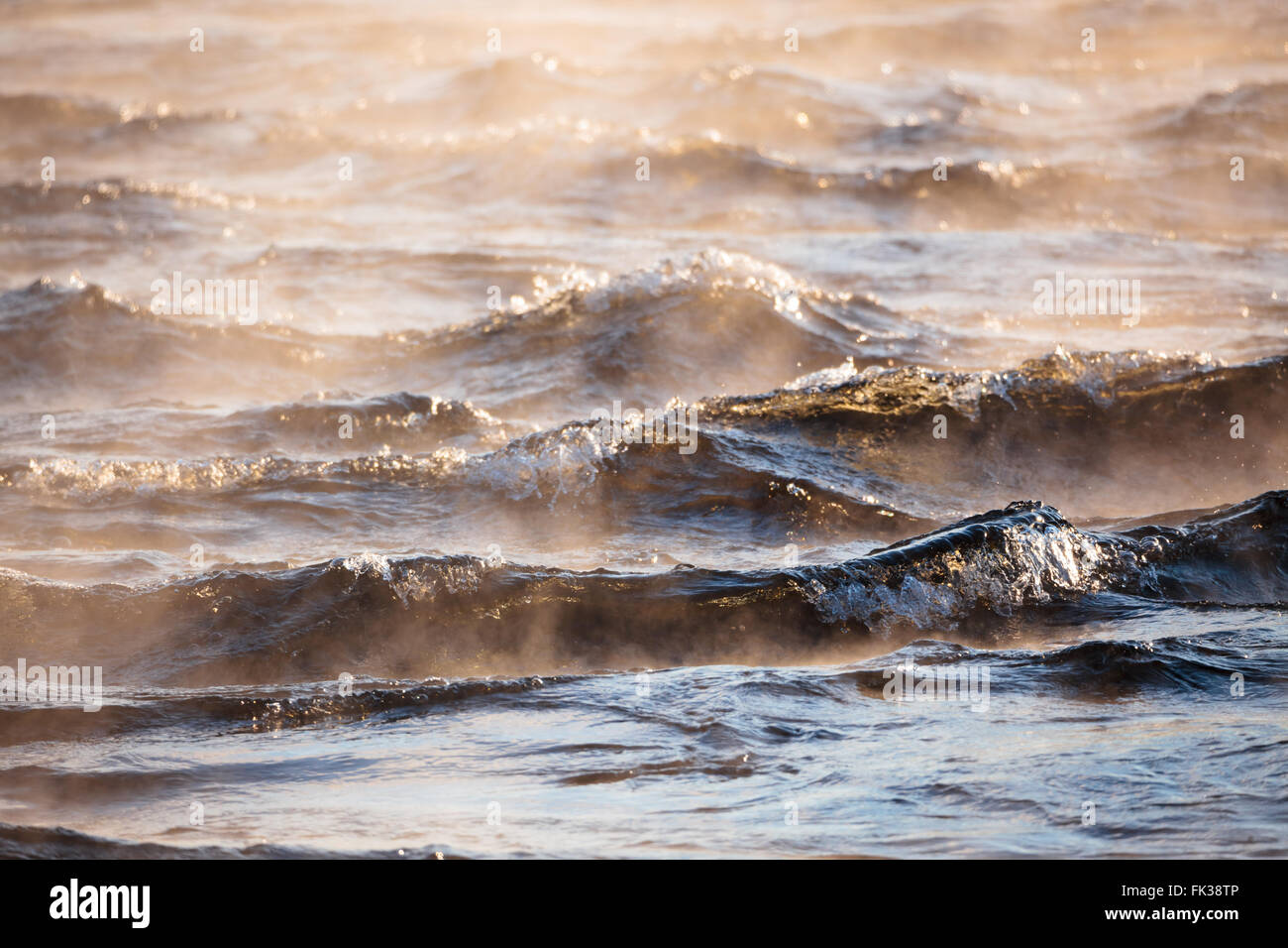 Water vapor on surface of cold water Stock Photo