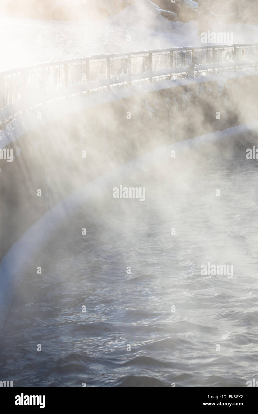 Water vapor illuminated by sunlight Stock Photo