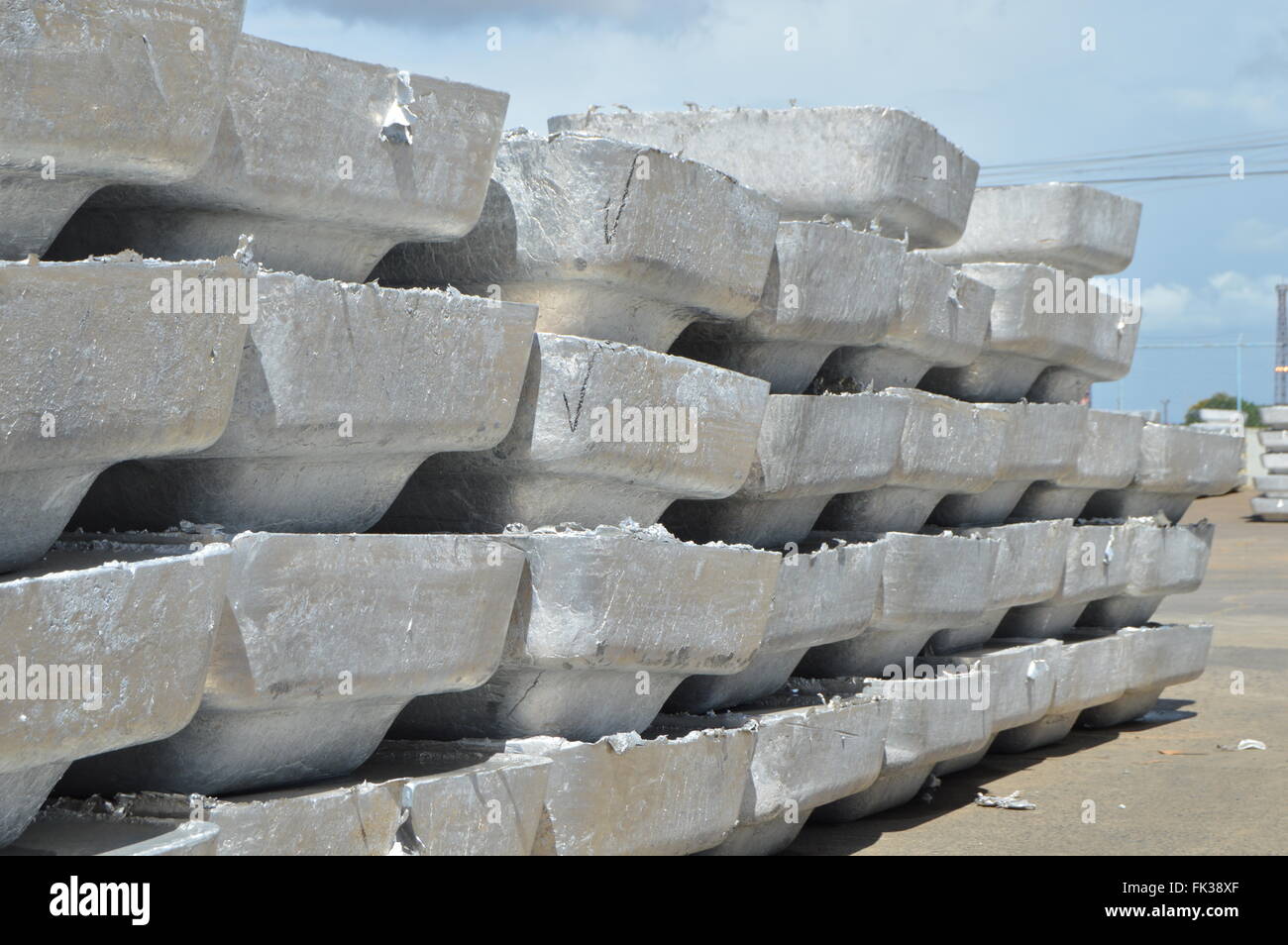 primary aluminum ingots Stock Photo