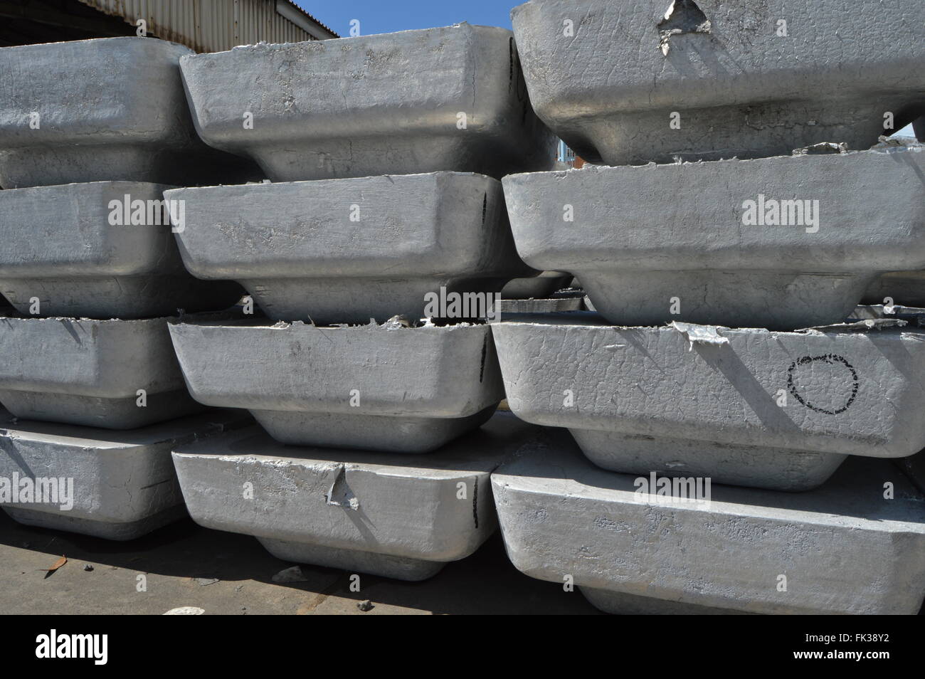 primary aluminum ingots Stock Photo