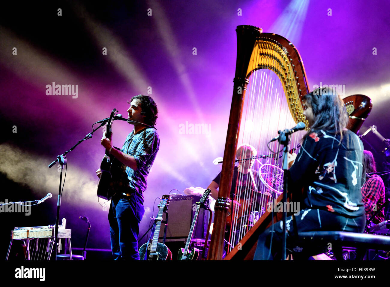 BILBAO, SPAIN - OCT 31: The Barr Brothers (band) live performance at Bime Festival on October 31, 2014 in Bilbao, Spain. Stock Photo