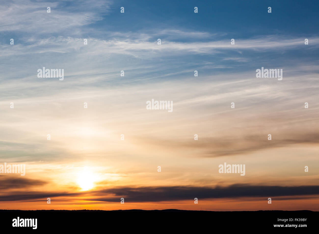 Calm sunset and clouds over lake Stock Photo - Alamy