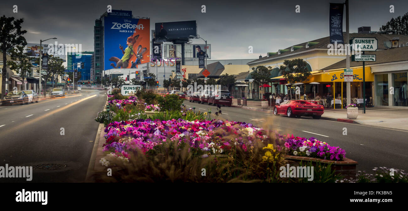 Sunset Plaza, Los Angeles, California Stock Photo