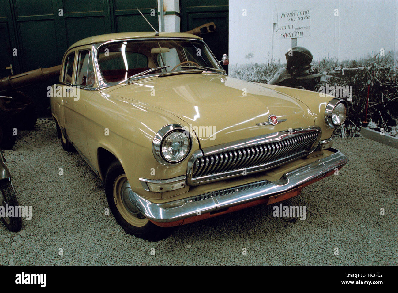 Soviet automobile GAZ M21 Volga produced by the GAZ automobile plant (1962) displayed in the Military Technical Museum in Lesany, Czech Republic. Stock Photo