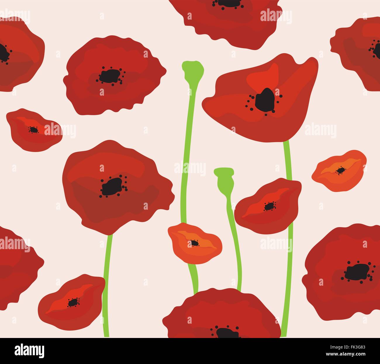 vector illustration of red poppies floral background Stock Vector Image ...