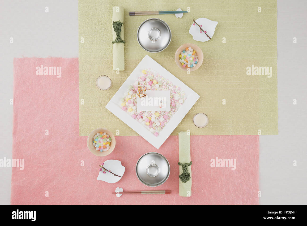 Pastel color table coordinate Stock Photo Alamy