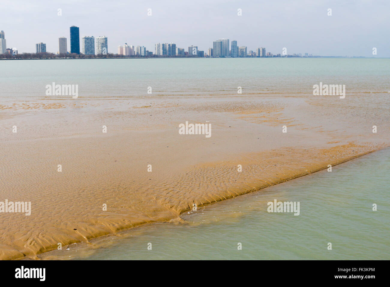 Rip current due to seiche. Montrose Beach, Chicago, Illinois Stock Photo