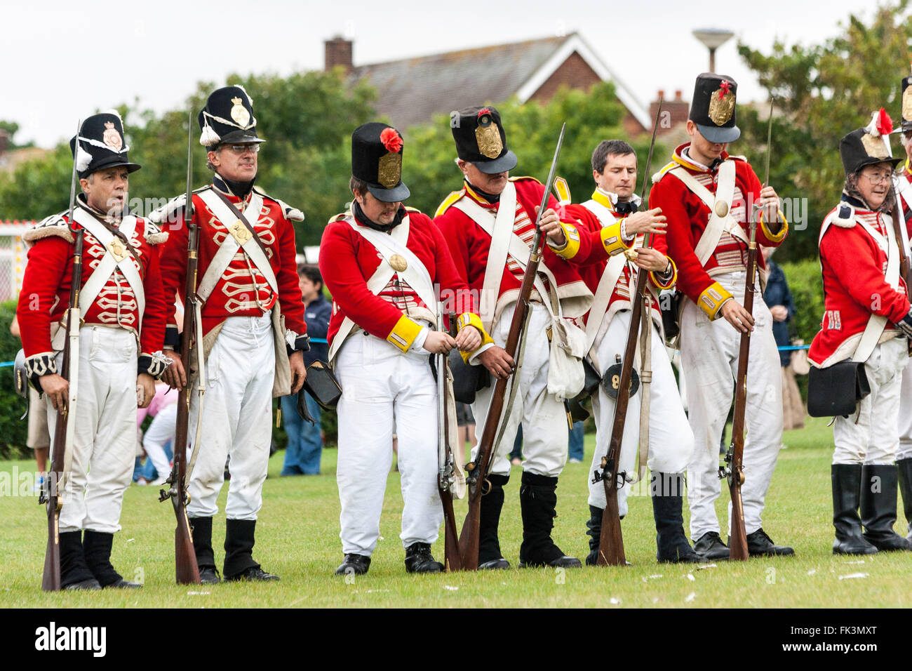 Napoleonic war re-enactment, living history. English Redcoat 1st foot ...