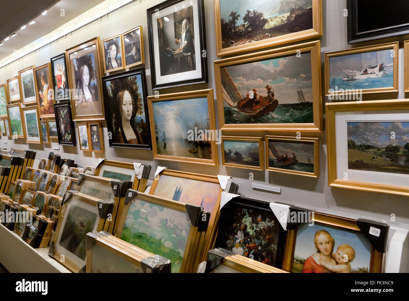Framed prints of famous paintings - USA Stock Photo