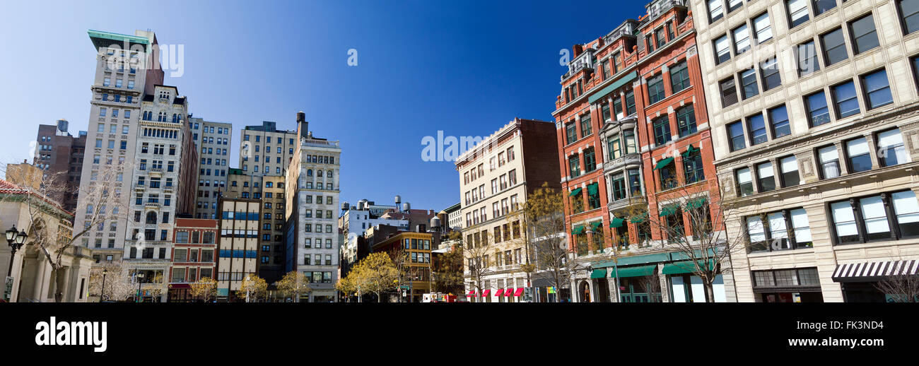 Buildings around Union Square Park in Manhattan, New York City Stock Photo