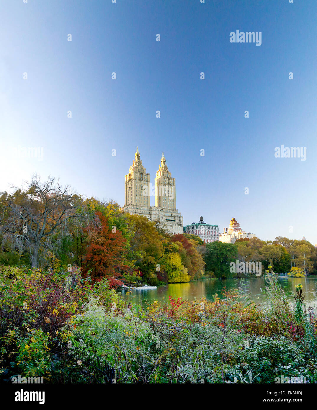 Colorful Central Park Fall landscape scene in Manhattan, New York City ...