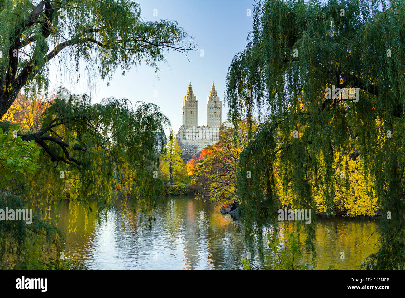 Colorful Central Park Fall landscape scene in Manhattan, New York City ...