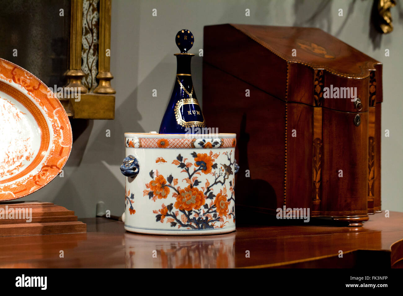 Bottle of champagne in vintage chiller bucket - USA Stock Photo