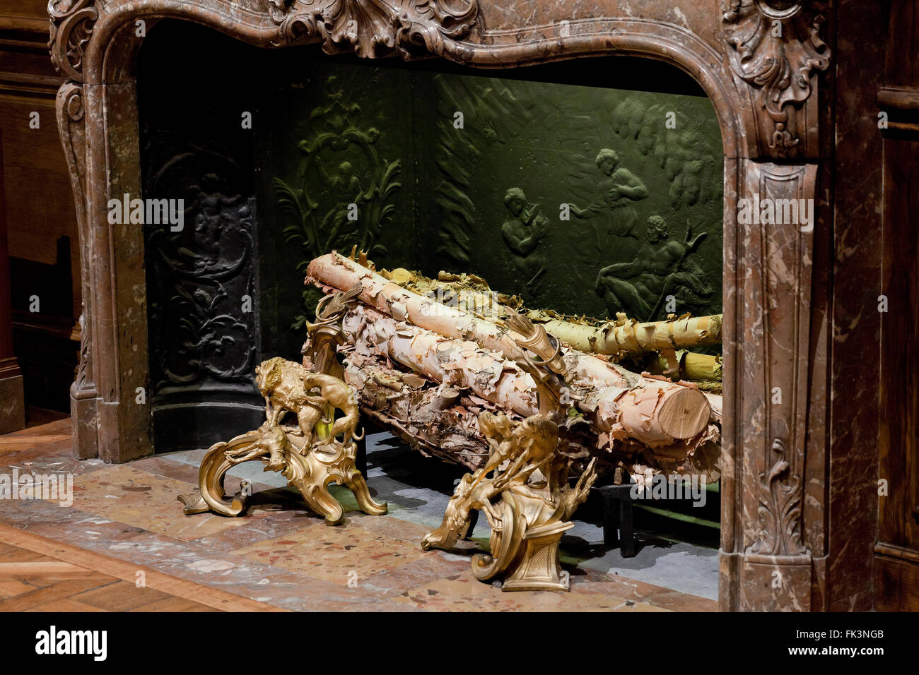 Large vintage fireplace - USA Stock Photo