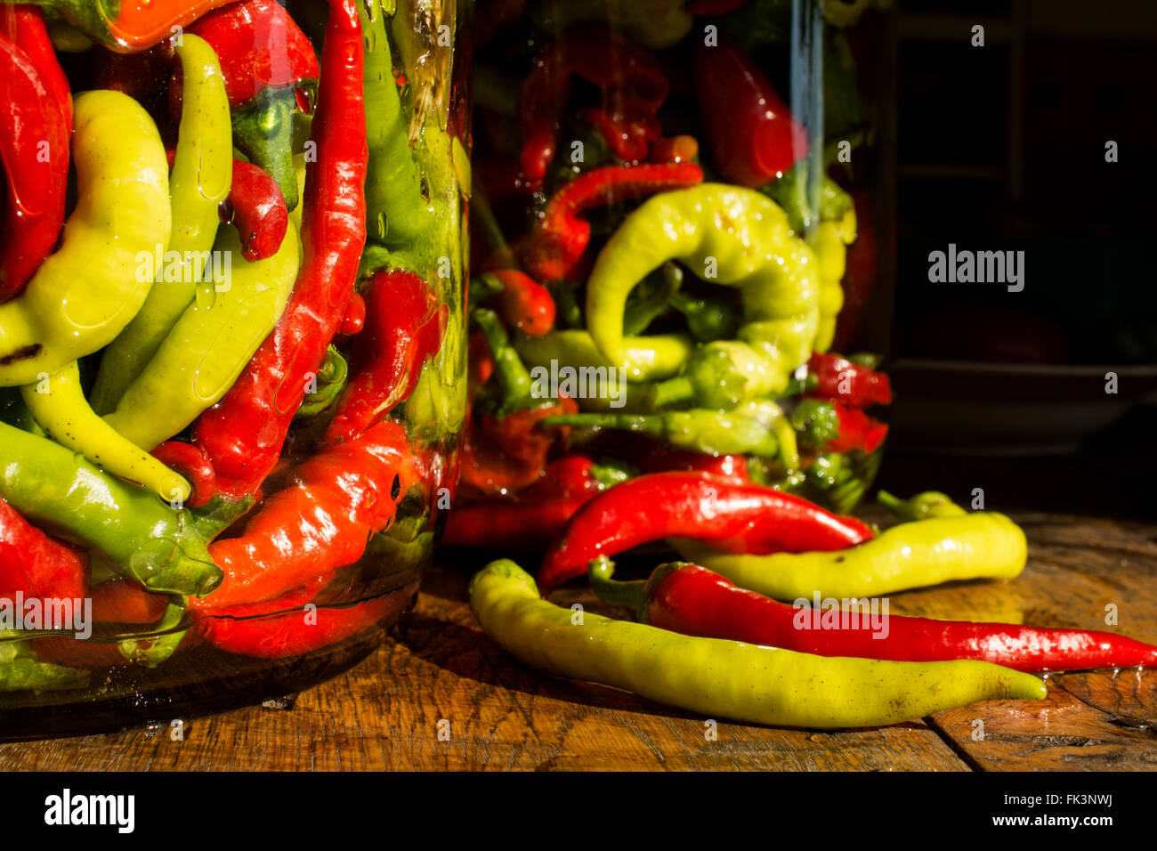 Jar hot green yellow peppers hires stock photography and images Alamy