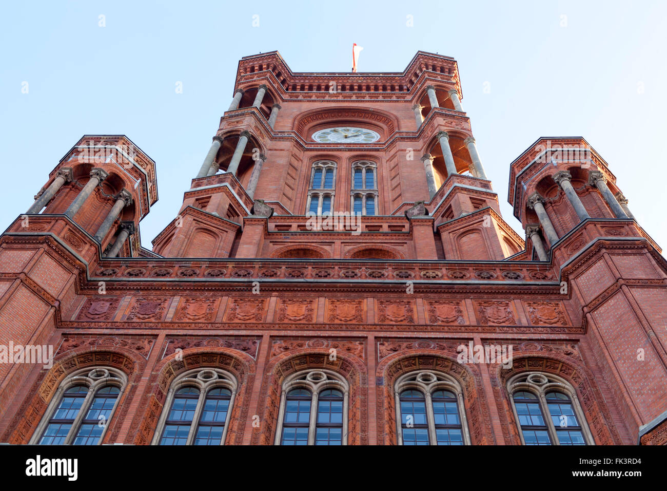 BERLIN/GERMANY: Rathaus. Beautiful facade in red bricks with windows ...
