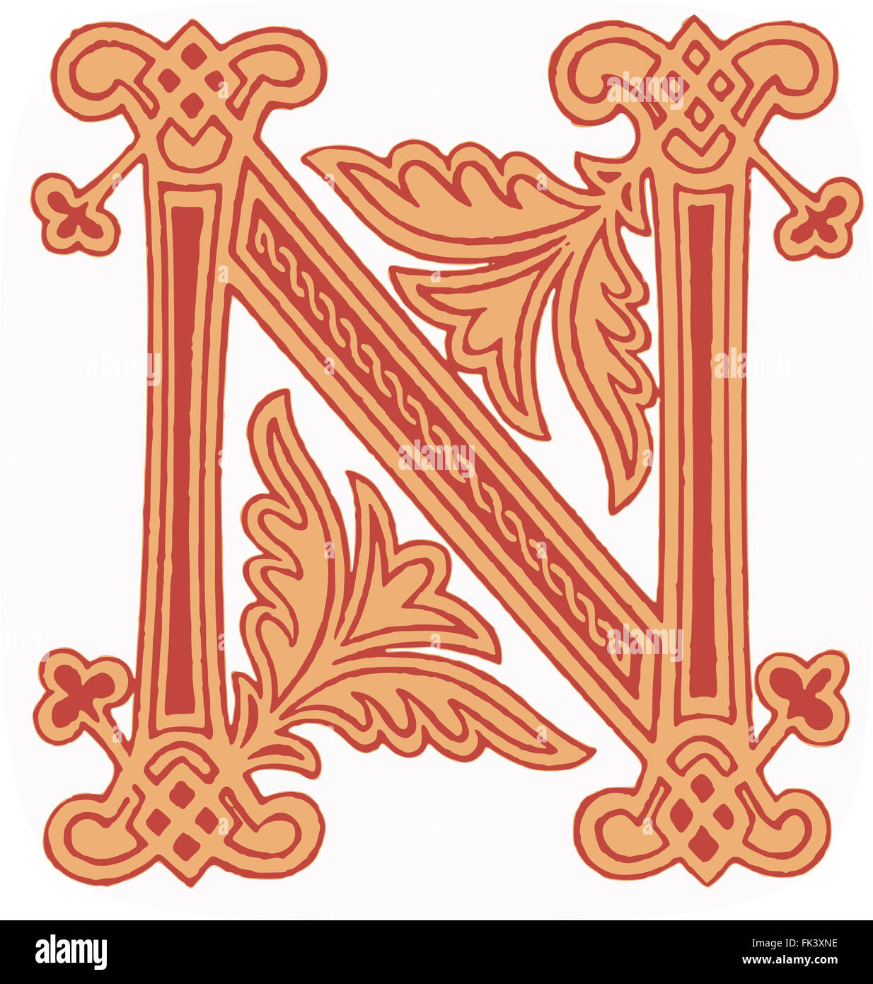 Anglo-Saxon Initial Letter N Stock Photo