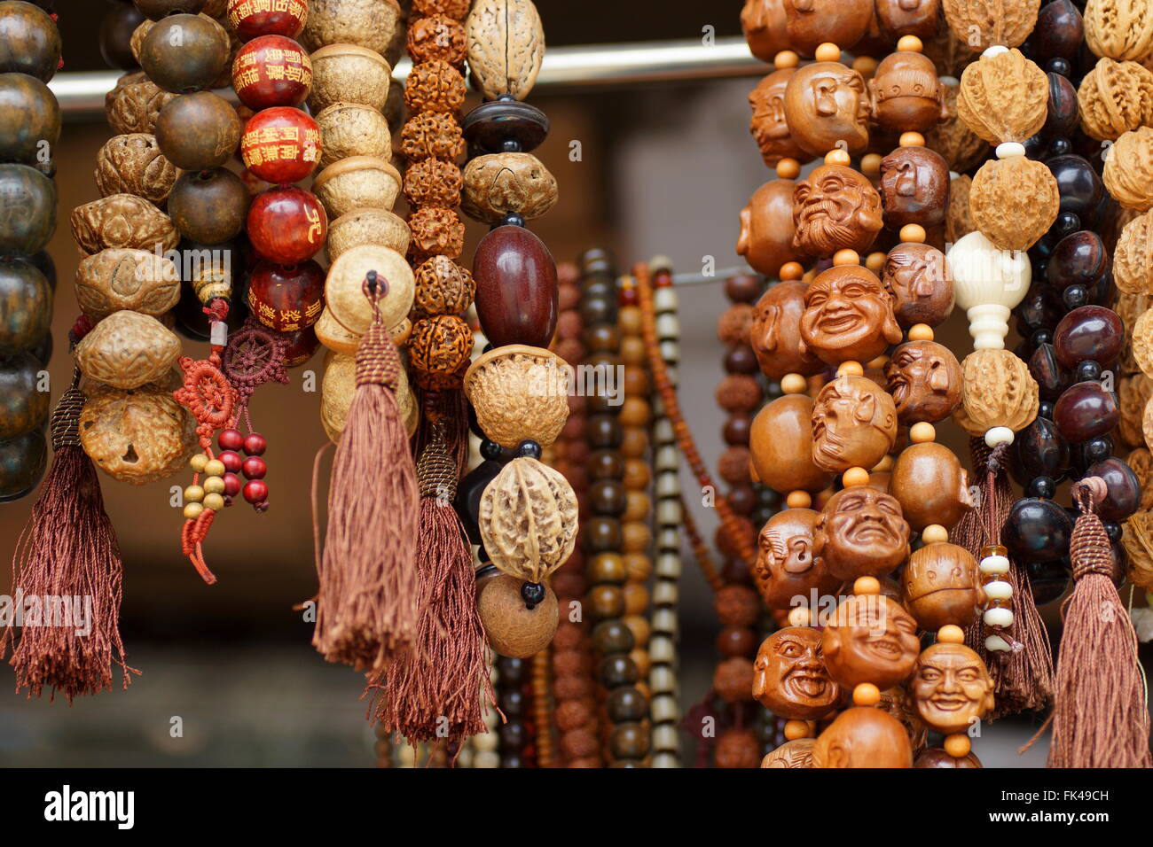 Prayer beads. Buddhist prayer beads or malas. Jade Buddha Garden