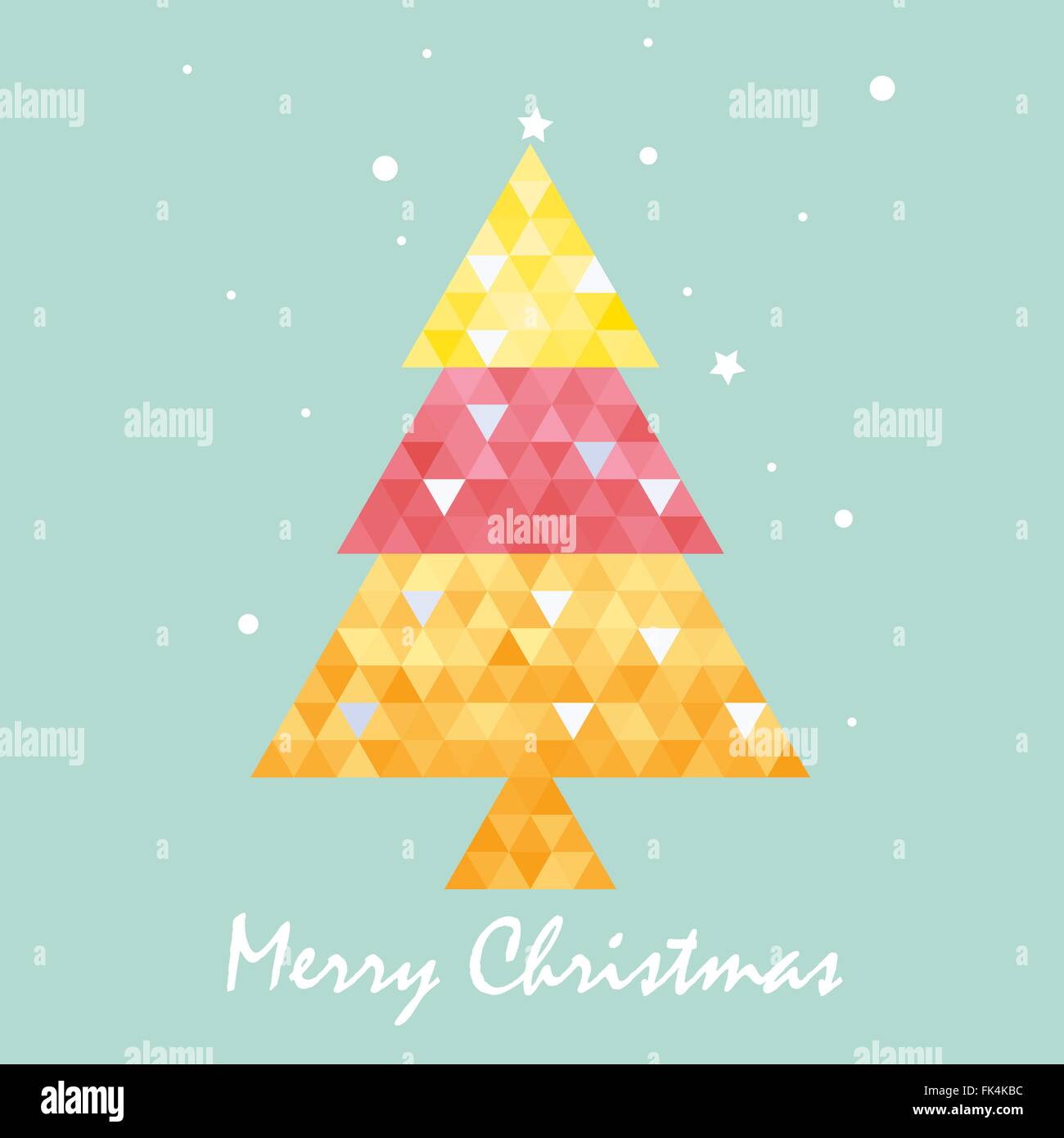 Christmas postcard template with christmas tree . Vector illustration. Stock Vector