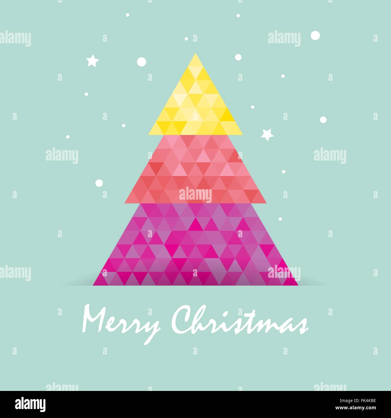 Christmas postcard template with christmas tree . Vector illustration. Stock Vector