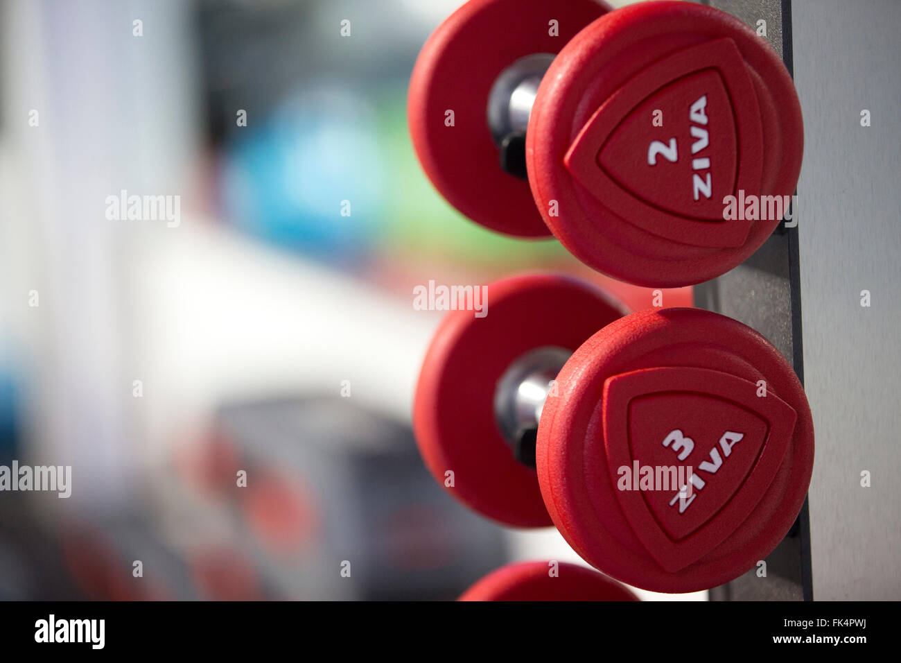 weights in a gym Stock Photo