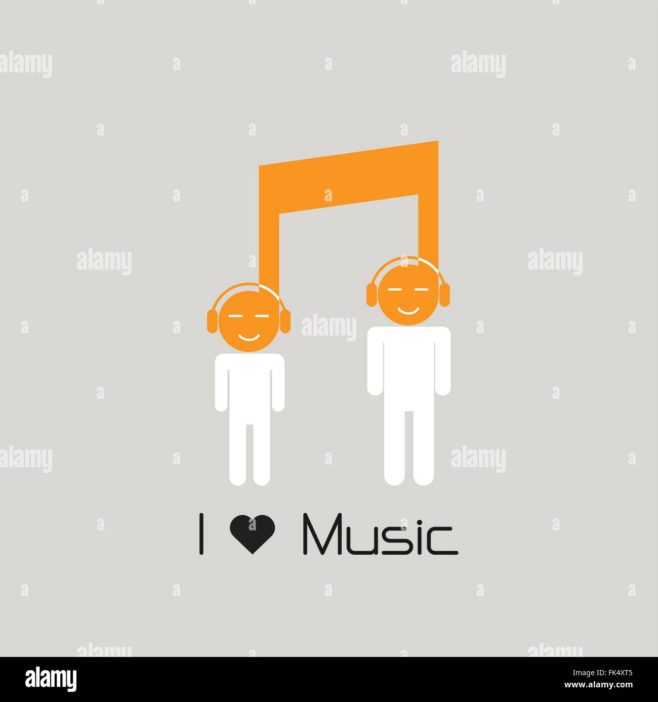 Creative music note sign icon and silhouette people symbol . Musical symbol. Vector illustration Stock Vector