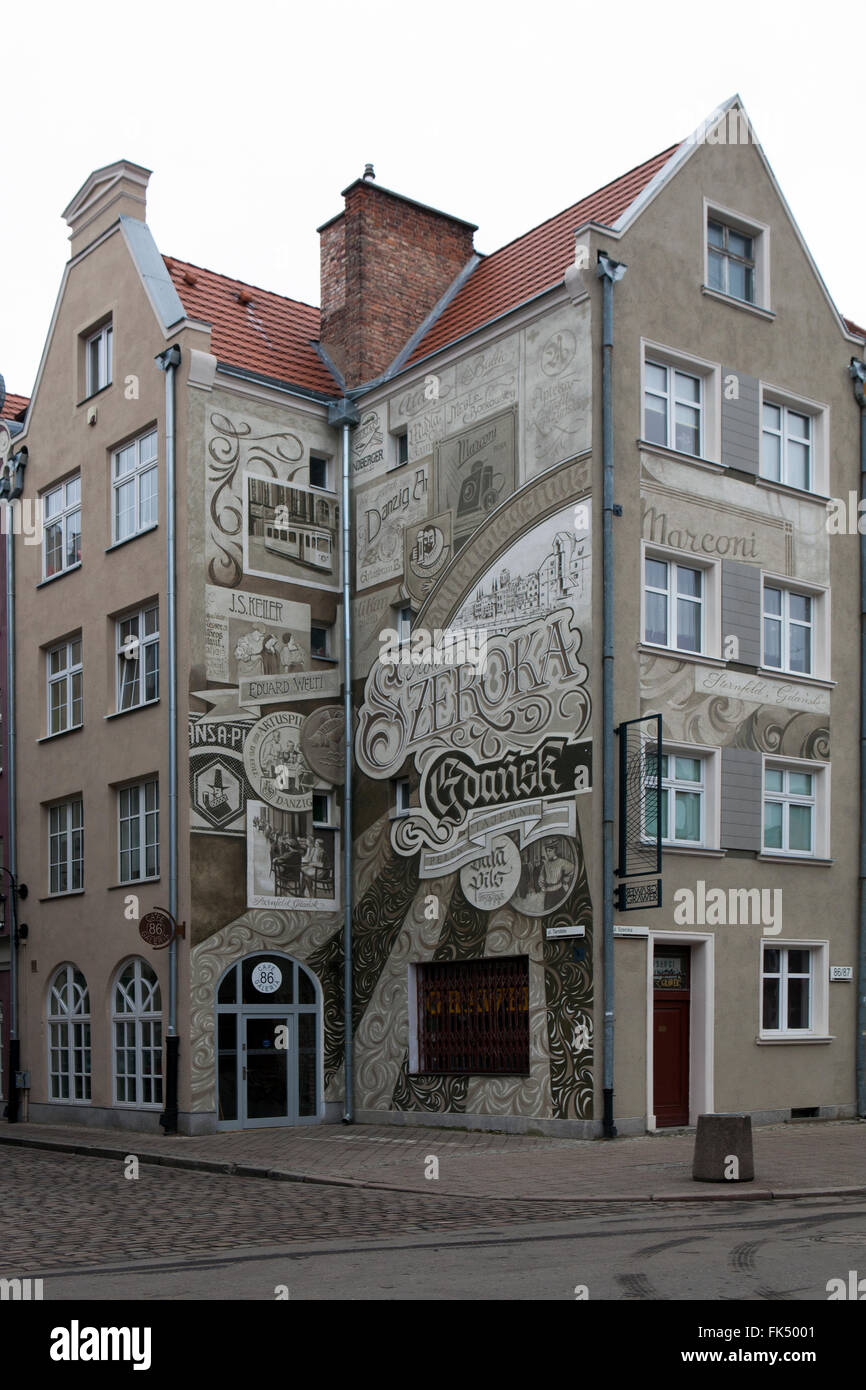 A mural for a shop in the old town of Gdansk, Stock Photo