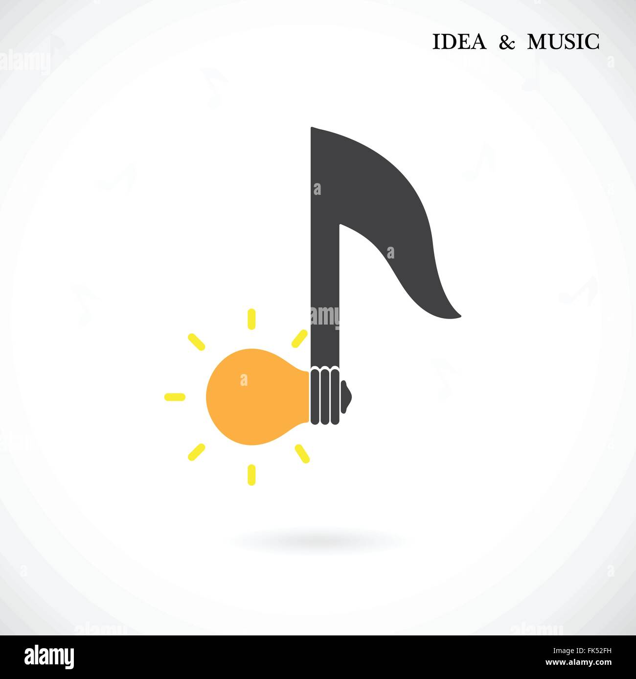 Creative music note sign and light bulb symbol . Idea and musical symbol. Vector illustration Stock Vector