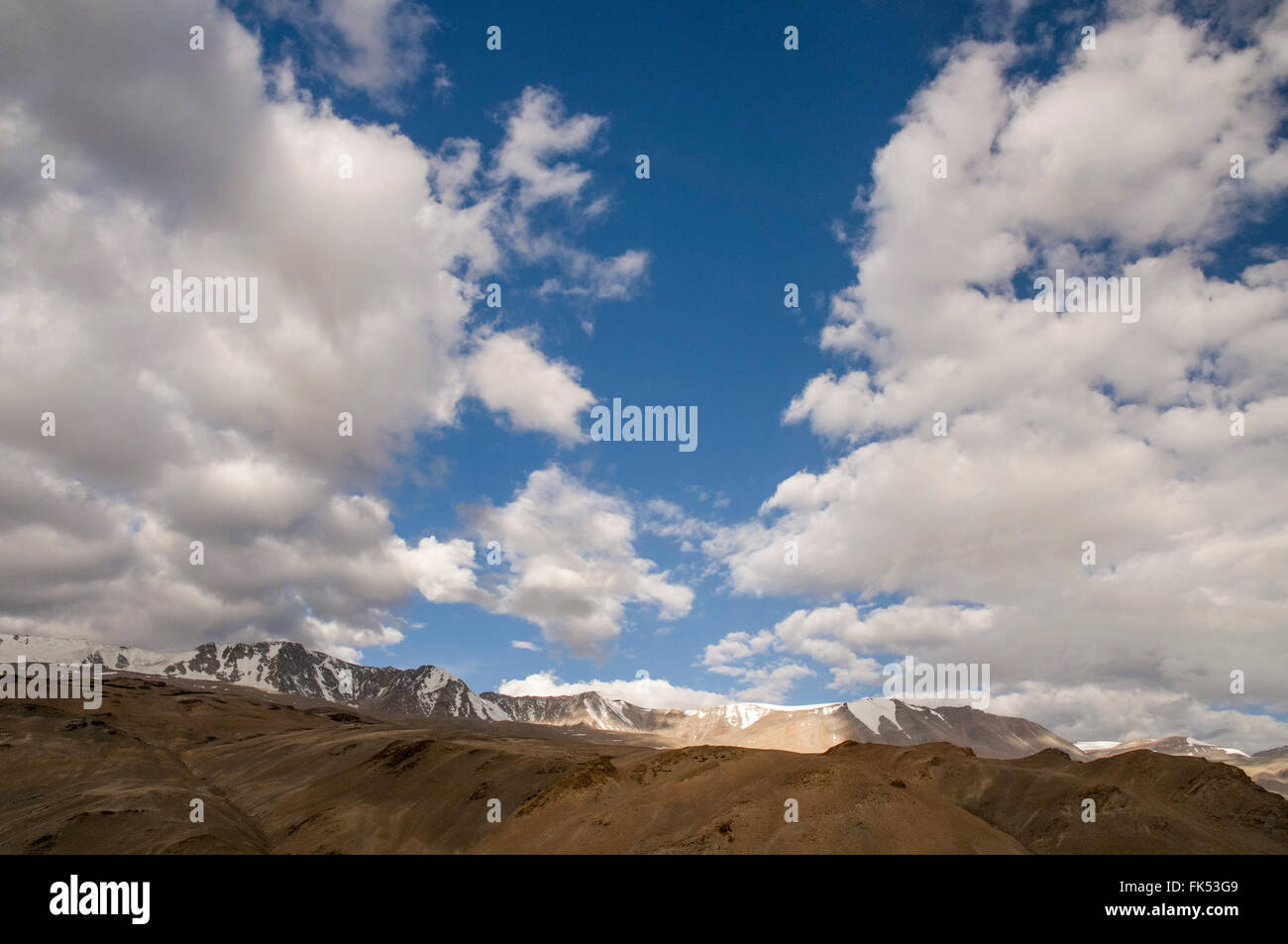 Skies above Tso Moriri, a remote high-altitude lake in Ladakh, northern India Stock Photo