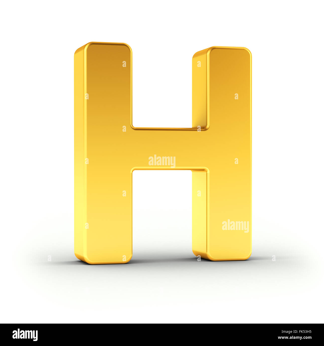 The Letter H as a polished golden object Stock Photo