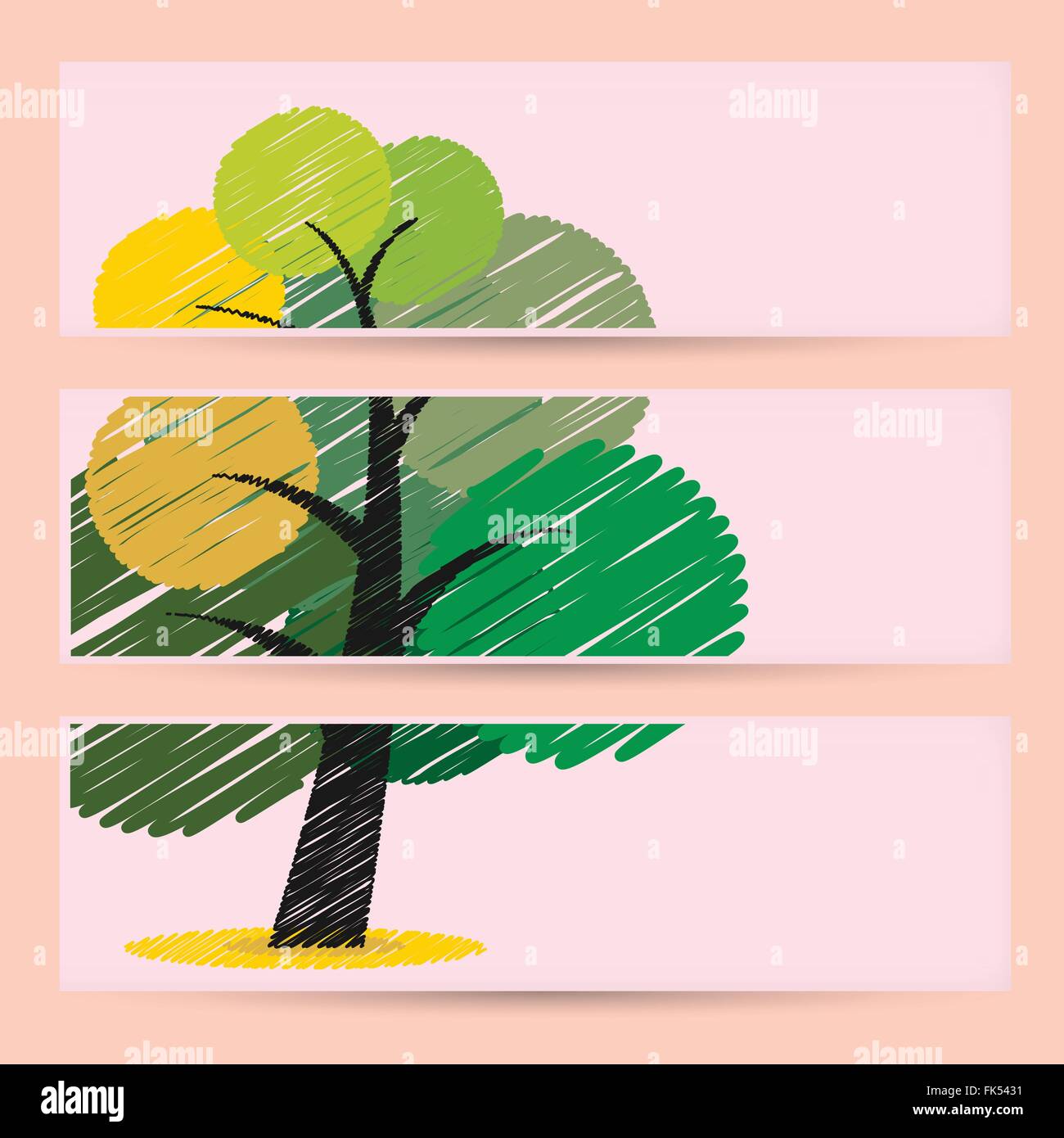 Creative scribble tree banners concept. Vector illustration design Stock Vector